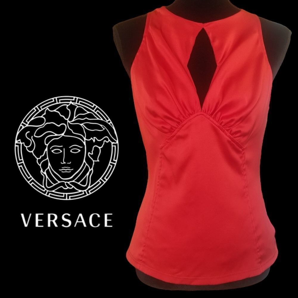 Authentic Gianni Versace Red/Orange Sleeveless Silk Blend Top M/8